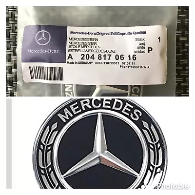 Mercedes-Benz Black Wreath Flat Bonnet Badge Emblem A2228170415 NEW 57mm • £9.50