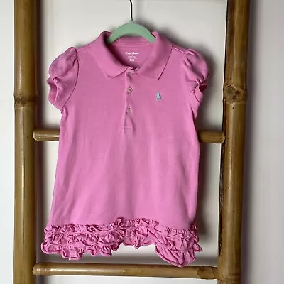 Ralph Lauren Baby Toddler Girl Dress Size 18 Months 1 Year Pink Ruffle Polo • $21.25