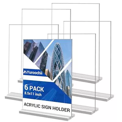 6 Pack Acrylic Sign Holder 8.5 X 11 Inch Plastic Table Menu Stand Double Side... • $32.97