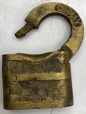  Climax  Quilted Brass Padlock Old Antique Lock Vintage Locks • $22.50