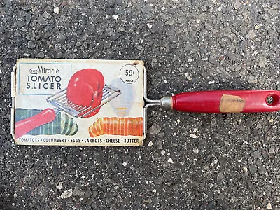 $12.99 • Buy Vintage EKCO Miracle Tomato Egg Cheese Butter Slicer Red Wooden Handle. NOS