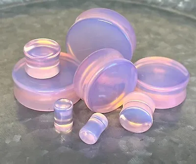 PAIR Lavender Opalite Double Flare Plugs Stone Glass Earlets Gauges • $13.95