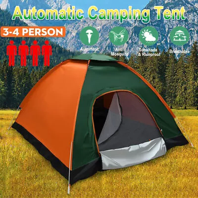 3-4 Person Man Family Tent Instant Pop Up Tent Outdoor Camping Hiking Festival. • $32.99