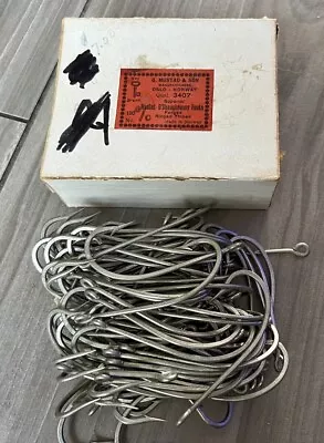 Vintage Mustad 3407 Forged Ringed Tinned Fishing Hooks Sz 8/0 82 Pieces Norway • $22