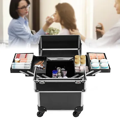 $63 • Buy Professional Rolling Makeup Train Case Makeup Storage Organizer Cosmetic Trolley