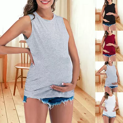 Maternity Summer Nursing Top Pregnant Sleeveless Casual Blouse Vest Tank Shirt • $13.57