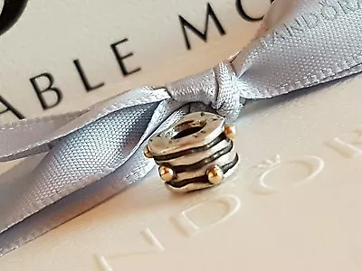 $49 • Buy Authentic Pandora Silver & 14k Two Tone Abstract Lines And Dots 790167 - Retired