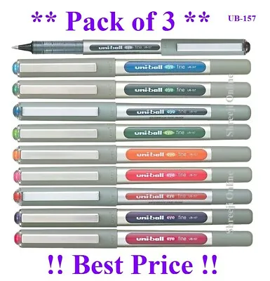 3 X Uni Ball UB-157 EYE FINE Rollerball Pen 0.7mm Choose Colours 'Made In Japan • £3.99