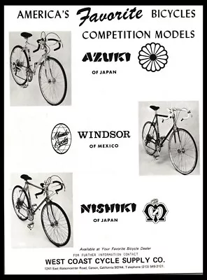 1974 Azuka Windsor Nishiki 1970’s Vintage Bicycle Print Ad -Carson CA • $9.95