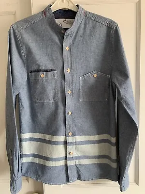 D-Struct Denim Chambray Shirt Embroidered Sz S Carhartt Patch Pocket • £18