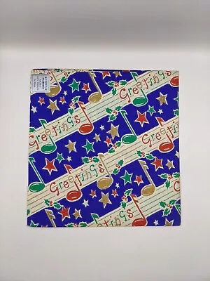 VTG 1940’s XMAS Gift Wrap Wrapping Paper UNUSED Music Notes Blue  19.75 X29.5  • $10