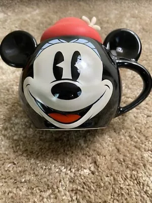 Disney Minnie Mouse With Red Silicone Flower Hat Lid Coffee Tea Mug W/O Orig Box • $12