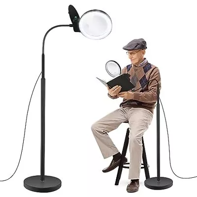10X 20X Magnifying Glass With Light And Stand 36 LED Dimmable Floor Magnifyi... • $70.27