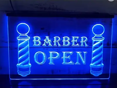 Custom Made Barber Shop Open Window Wall Hairdresser Neon Glow Effect Sign Light • £30