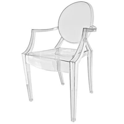 Ghost Chair - Louis Transparent Plastic Vanity Dressing Table Chair - Clear • £79.10