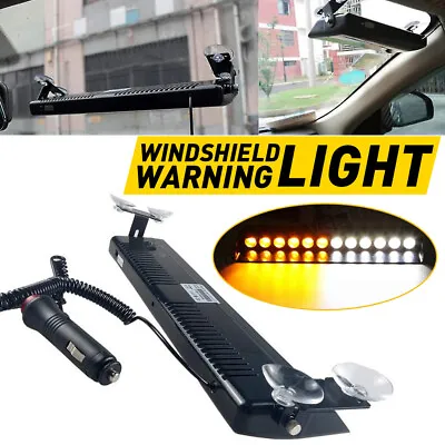 12LED Truck Strobe Windshield Dash Beacon Hazard Warning Light White Amber EXD • $20.89