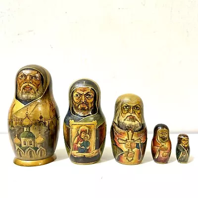 Authentic Antique Russian Matryoshka / Nesting Dolls / Religious Orthodox • $99.99