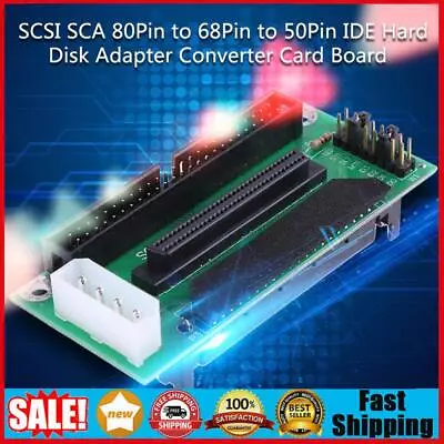 SCSI SCA 80Pin To 68Pin To 50Pin IDE Hard Disk Adapter Converter Card Board • $12.59