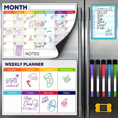 Magnetic Dry Erase Whiteboard Calendar For Fridge Set Of 3 - Includes: Monthly  • $10.47