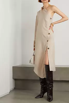 £245.99 • Buy ACNE STUDIOS Danika Fluid Striped One Shoulder Button Shirt Dress NWT FR38 UK10