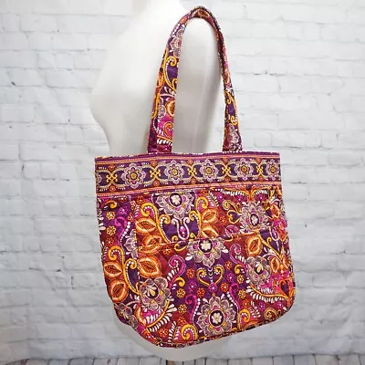 ❤️ VERA BRADLEY Sunset Safari Utility Snap Tote Purple Orange Paisley • $19.99