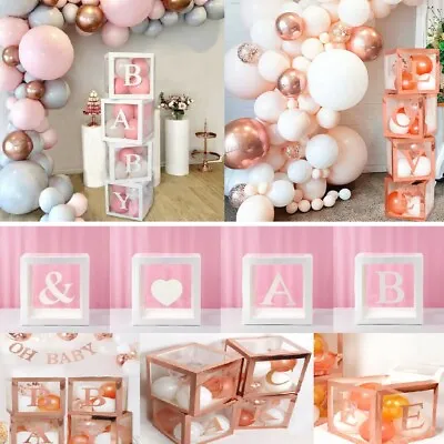 £3.29 • Buy 12  Baby Shower Boxs Box Letter Transparent Boxes Wedding Party Decoration Love