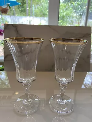 2 Mikasa Jamestown Crystal Gold Rim Iced Tea Glass  8 1/8”.  4 SETS AVAILABLE • $28
