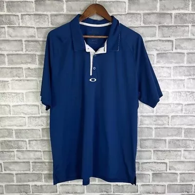 Oakley CCV Navy Blue Hydrolix Performance Golf Polo Shirt Mens 2XL Regular Fit • $13.49