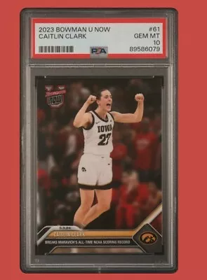 CAITLIN CLARK 2023 2024 TOPPS BOWMAN U NOW PSA 10 Breaks Maravich’s Record #61 • $0.99