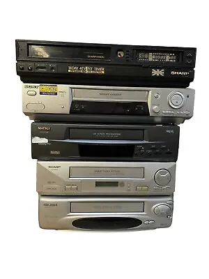 5 X Vintage VHS Players Untested Joblot Sony Matsui Sharp Bush Mixed Brands • £47.49