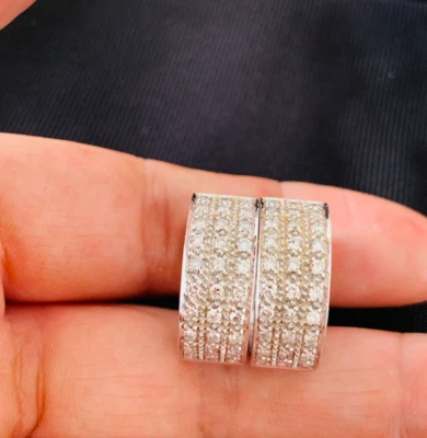 £1450 • Buy 18ct Gold Diamond 1ct Cluster Hoop Earrings Vintage