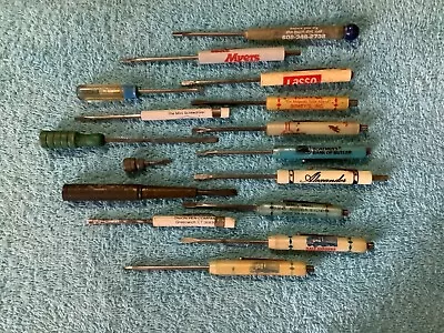 Vintage Promo Mini Pocket Screwdrivers Lot Of 16 Advertising With Magnet & Multi • $20