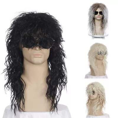 22  Men Curly Short Wig Male Wavy Full Wigs Synthetic Hair Rock Punk Cosplay • $24.99