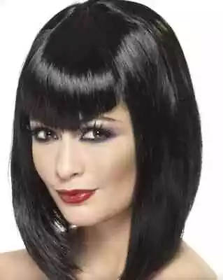 Vamp Wig  Black Straight Bob Style Fancy Dress Up Halloween Costume One Size NEW • £5