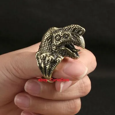 Vintage Antique Brass Rooster Head Ring - Men's Creative Punk Hip Hop Jewelry • $12.99