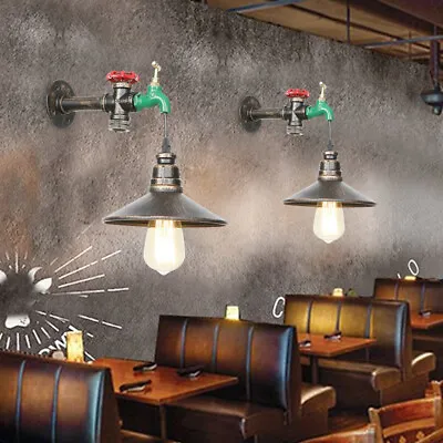 Rustic Industrial Steampunk Water Pipe Wall Light Iron Wall Lamp Sconce Fixture • $27.98