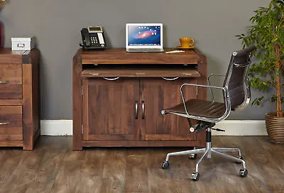 £699.99 • Buy Hideaway PC Desk Home Office Workstation Solid Walnut Dark Wood Mi Shiro Premium