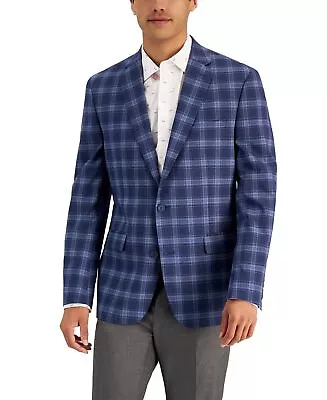 BAR III Men's Slim-Fit Patterned Blazer Grey Blue 40L Sport Coat • $16.17
