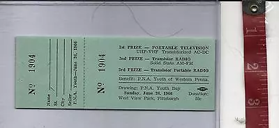 Vintage Raffle Drawing Ticket 1966 West View Park P.N.A. Youth Day Pa. • $9