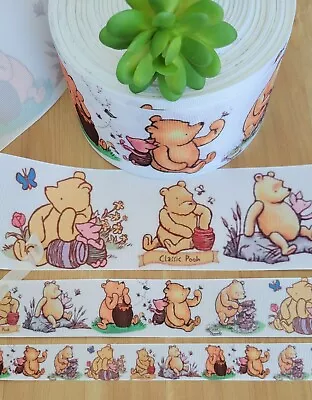 7/8 1.5 & 3  (1 YD) Winnie The Pooh Grosgrain Ribbon Piglet Honey Jar Pooh Bear • $2.55