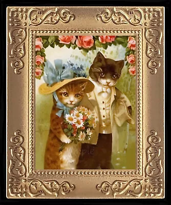Vintage Wedding Cats Miniature Dollhouse Art Picture 8006 • $13.95