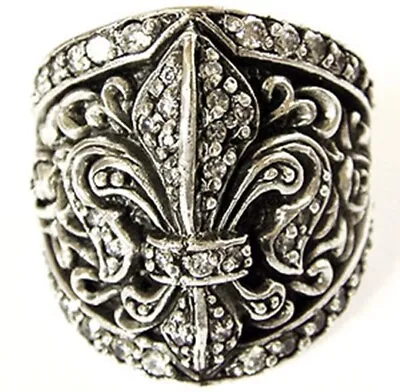 Gems Gothic Fleur De Lis 925 Sterling Silver Mens Ring • $62.99