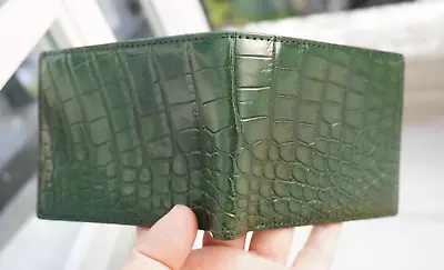 Genuine Alligator Crocodile Leather Skin Men Bifold Wallet Handmade Green #T20 • $48.36