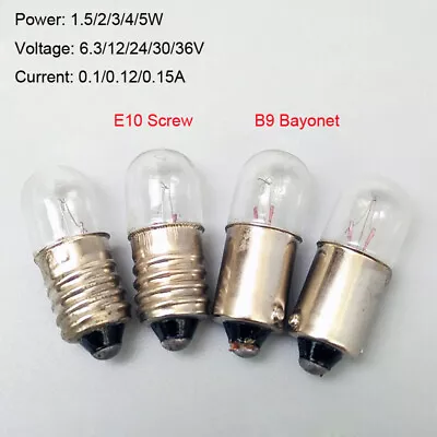 10x B9 E10 Screw/Bayonet Indicator Light Bulb Lamp 6.3/12/24/30/36/48V 1.5/3/5W • $4.59