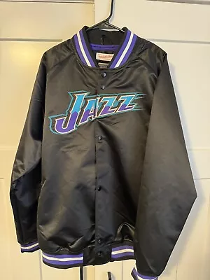 Utah Jazz Men's Mitchell & Ness Black NBA Satin Jacket Vintage. Great Cond. RARE • $45