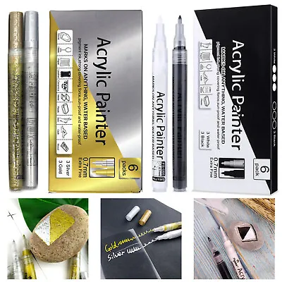 Acrylic Paint Pens Markers Metallic  Marker Art Pen For Rock Glass Wood Fabric • £6.99