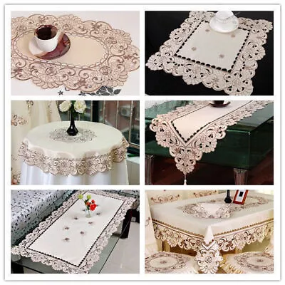 Vintage Embroidery Lace Tablecloth Dining Table Runner Cover Wedding Party Decor • £4.31