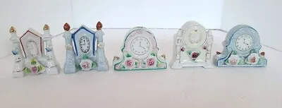 Set Of 5 Vintage Mini Porcelain Clock Figurines Made In Occupied Japan • $28.69