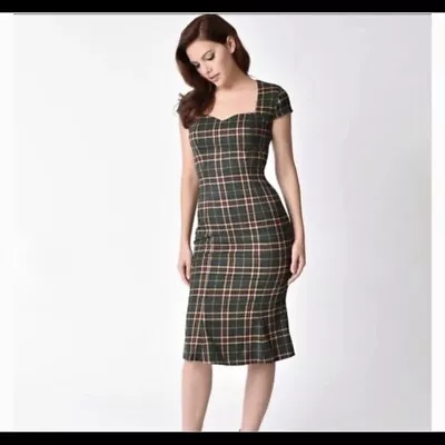 MOD CLOTH Banned Dancing Days Tartan Plaid Wiggle Dress—SZ. Medium  • £57.01