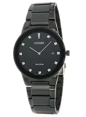 Citizen Eco-Drive Men's Diamond Markers Black Bracelet Watch 40MM AU1065-58G • $140.99